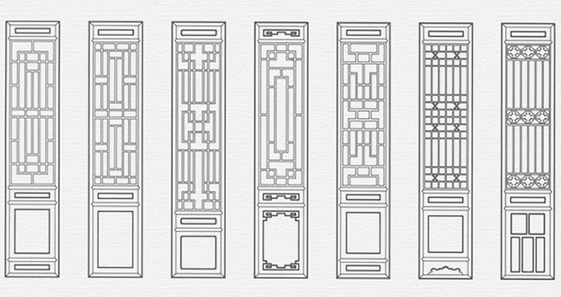 山海关常用中式仿古花窗图案隔断设计图